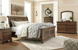 Flynnter Medium Brown Sleigh Platfom Bedroom Set