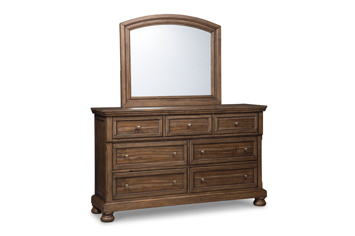 Flynnter Medium Brown Dresser and Mirror