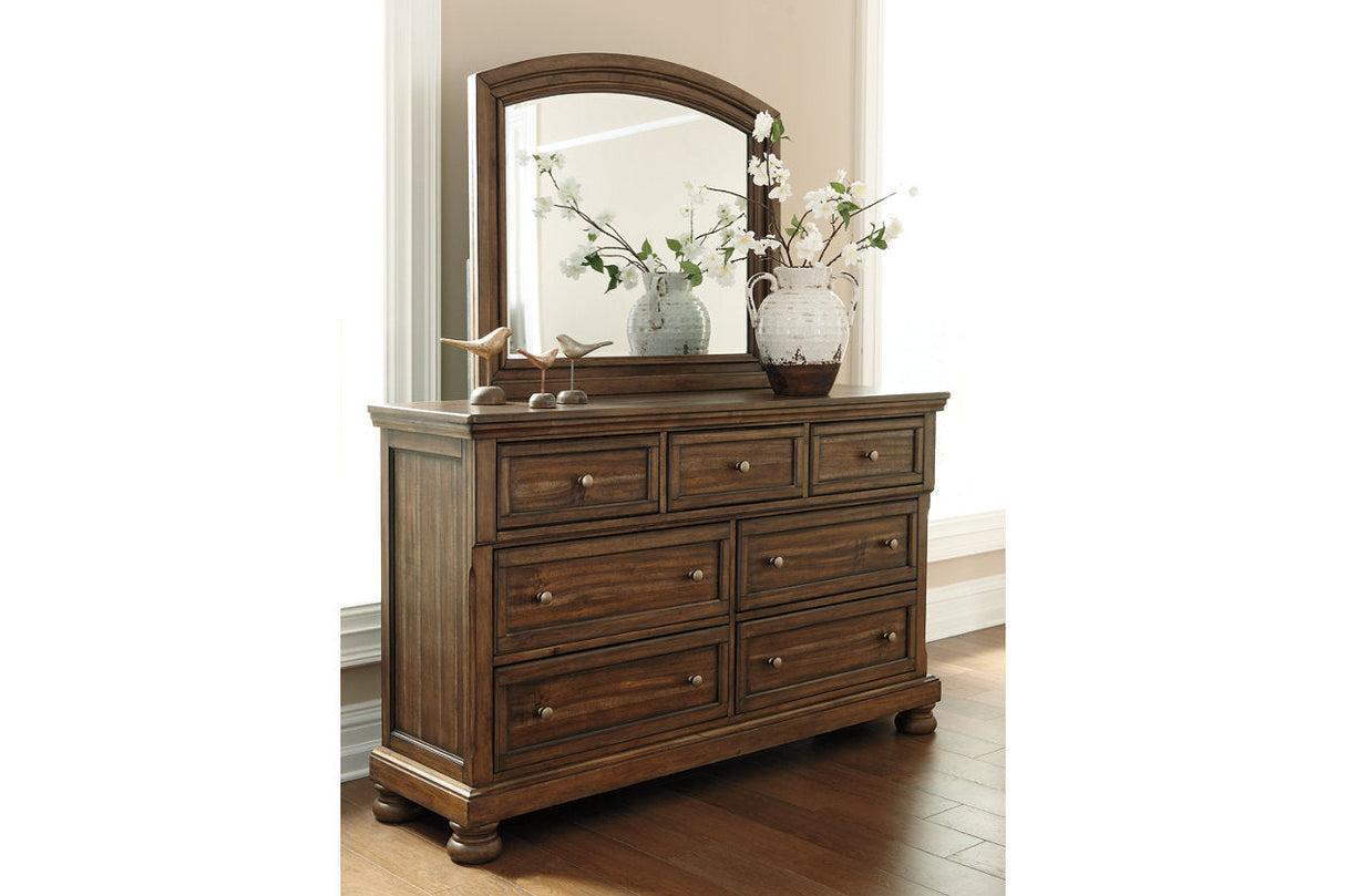 Flynnter Medium Brown Dresser and Mirror