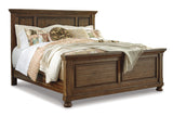 Flynnter Medium Brown King Panel Bed