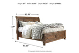 Flynnter Medium Brown Queen Sleigh Bed with 2 Storage Drawers