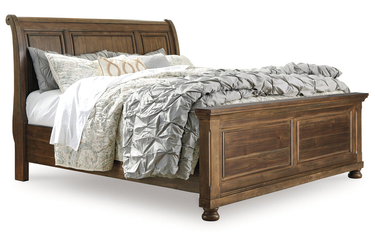 Flynnter Medium Brown King Sleigh Bed