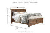 Flynnter Medium Brown California King Sleigh Bed with 2 Storage Drawers