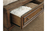 Flynnter Medium Brown Queen Panel Bed with 2 Storage Drawers