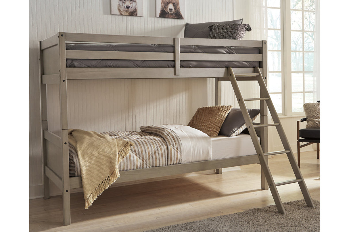 Lettner Light Gray Twin/Twin Bunk Bed with Ladder