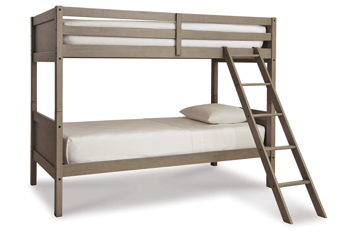 Lettner Light Gray Twin/Twin Bunk Bed with Ladder