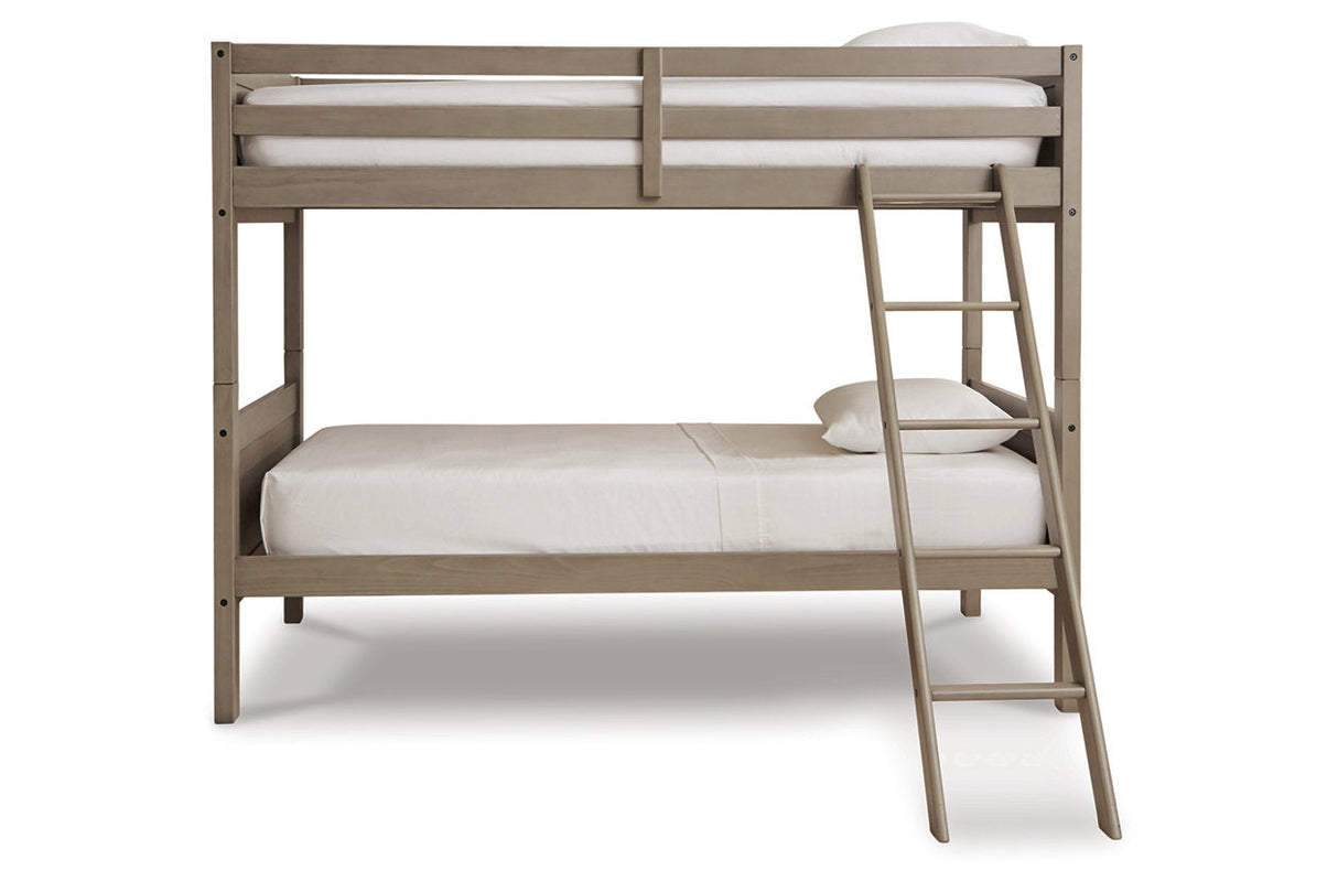 Lettner Light Gray Twin/Twin Bunk Bed with Ladder