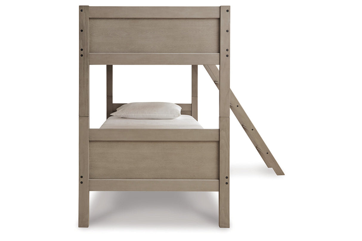 Lettner Light Gray Twin/Twin Bunk Bed with Ladder