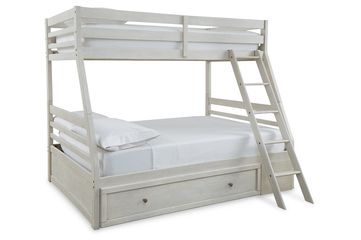 Robbinsdale Antique White Twin over Full Bunk Bed with Storage