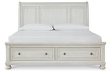 Robbinsdale Antique White Queen Sleigh Bed with Storage