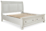 Robbinsdale Antique White King Sleigh Bed with Storage