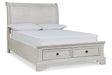 Robbinsdale Antique White Full Sleigh Storage Platform Bed by Ashley at Eve Furniture