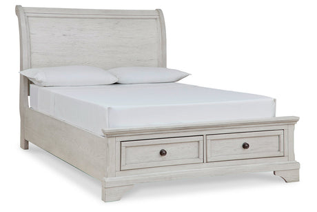 Robbinsdale Antique White Full Sleigh Storage Platform Bed by Ashley at Eve Furniture