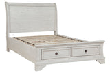 Robbinsdale Antique White Full Sleigh Storage Platform Bed by Ashley at Eve Furniture