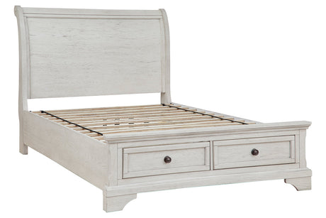 Robbinsdale Antique White Full Sleigh Storage Platform Bed by Ashley at Eve Furniture