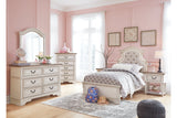 Realyn Chipped White Dresser and Mirror