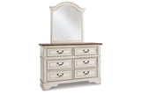 Realyn Chipped White Dresser and Mirror