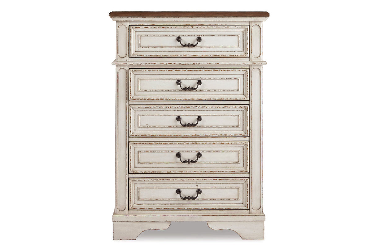 Realyn Chipped White Chest of Drawers