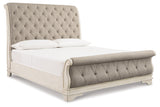 Realyn Chipped White Queen Sleigh Bed