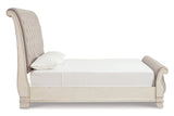 Realyn Chipped White King Sleigh Bed