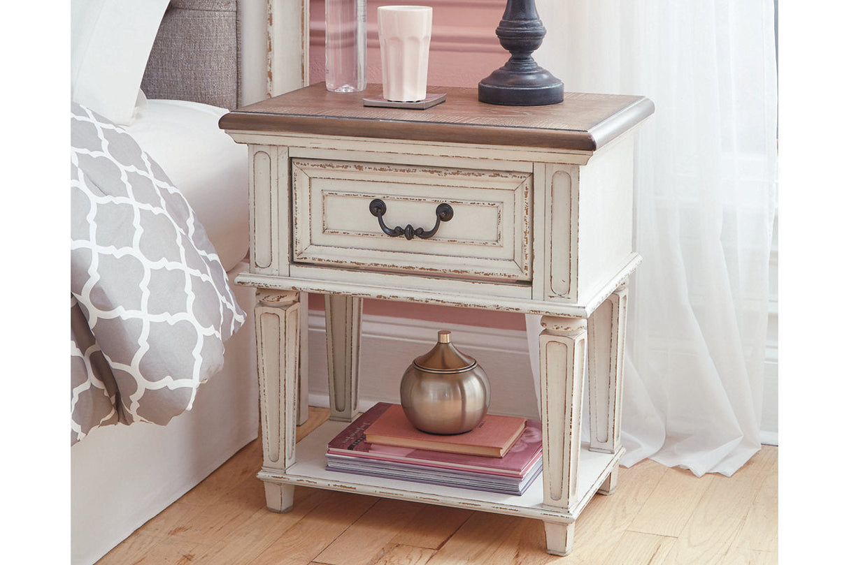 Realyn Chipped White Nightstand