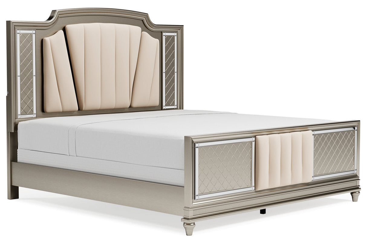 Chevanna Platinum King Upholstered Panel Bed