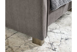 Krystanza Weathered Gray Queen Upholstered Panel Bed