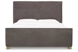 Krystanza Weathered Gray Queen Upholstered Panel Bed