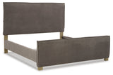 Krystanza Weathered Gray Queen Upholstered Panel Bed