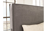 Krystanza Weathered Gray Queen Upholstered Panel Bed