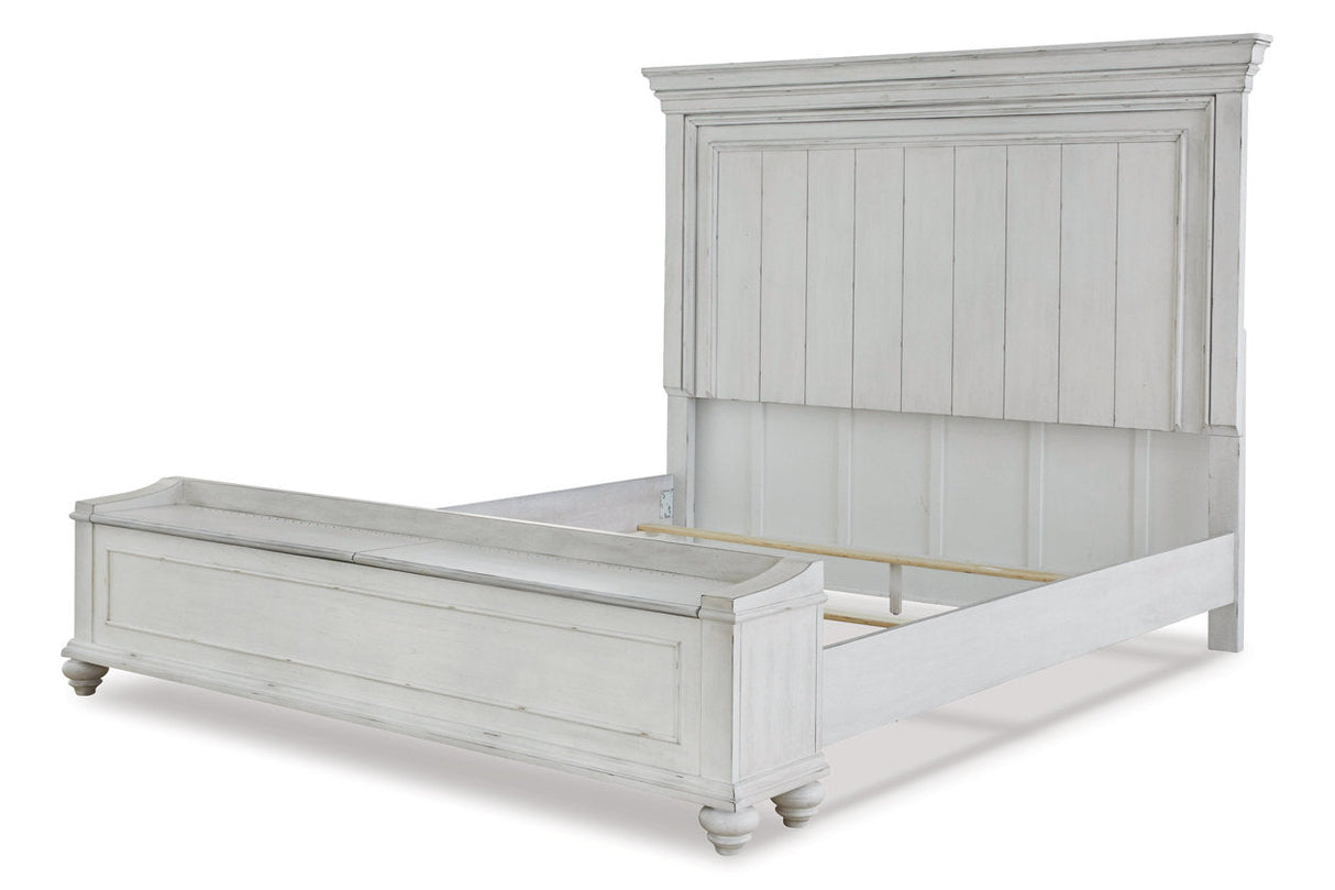 Kanwyn Whitewash Queen Panel Bed with Storage Bench