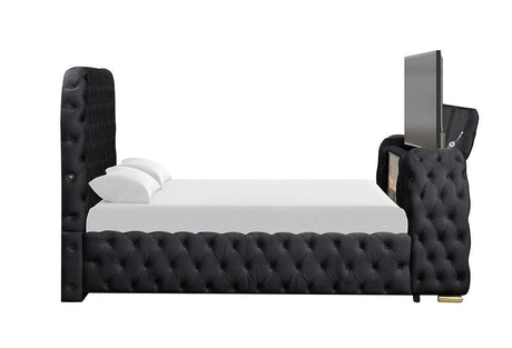 Royal Black King Platform Bed by New Era Innovations at Eve Furniture