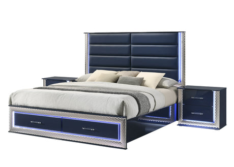 Aya Led Dark Navy Platform Bedroom Set by New Era Innovations at Eve Furniture