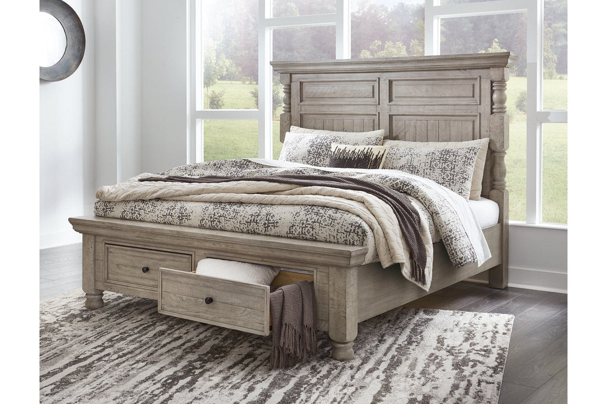 Harrastone Gray King Panel Bed