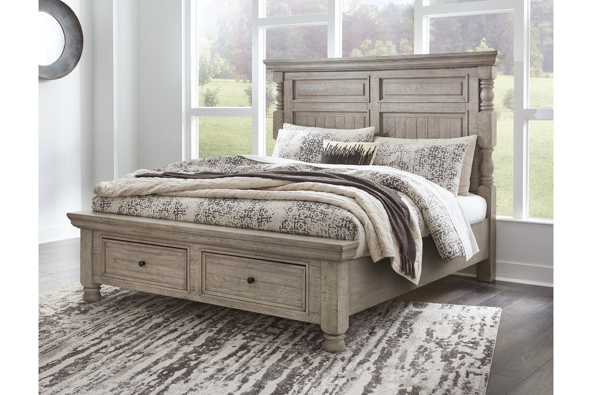 Harrastone Gray King Panel Bed