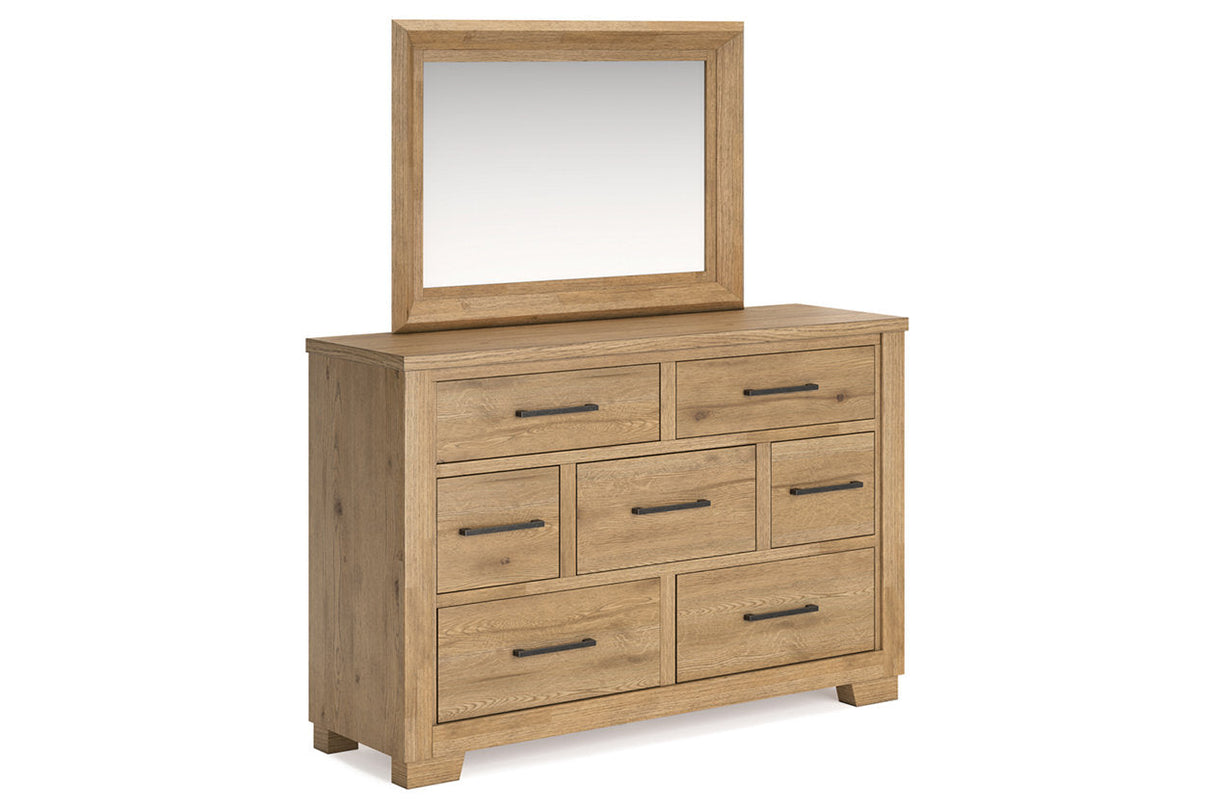 Galliden Light Brown Dresser and Mirror