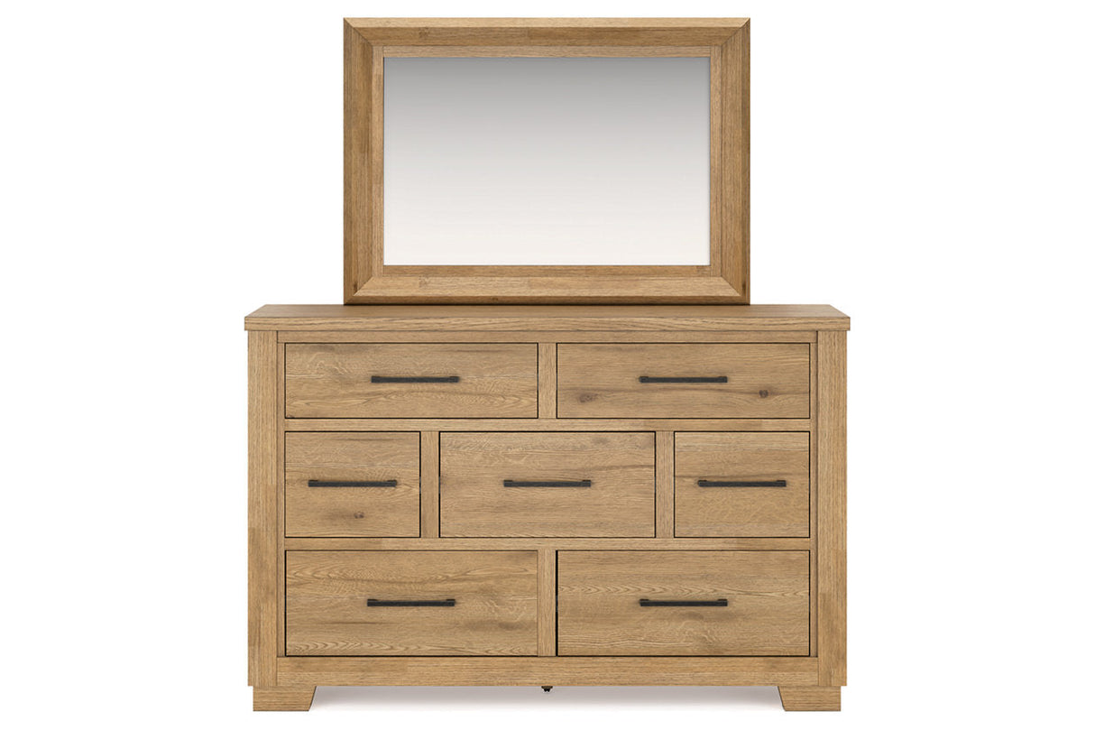 Galliden Light Brown Dresser and Mirror