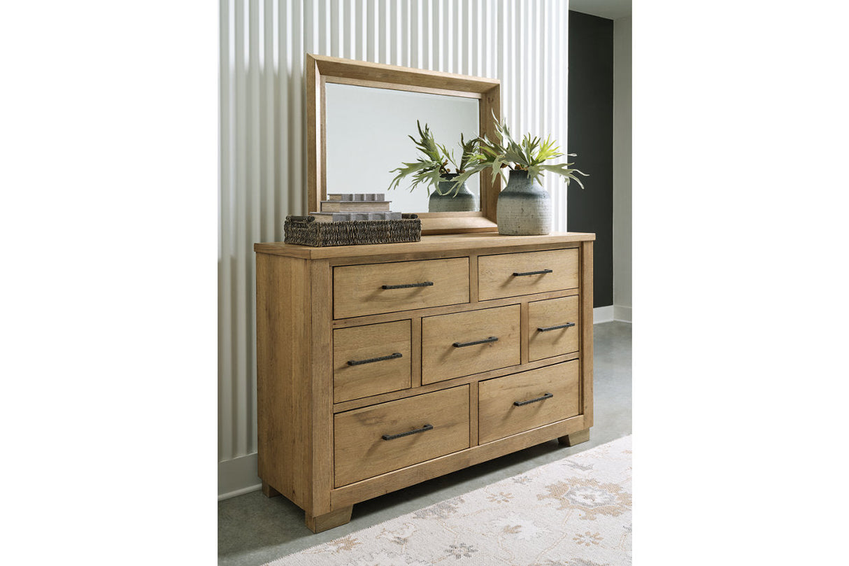 Galliden Light Brown Dresser and Mirror