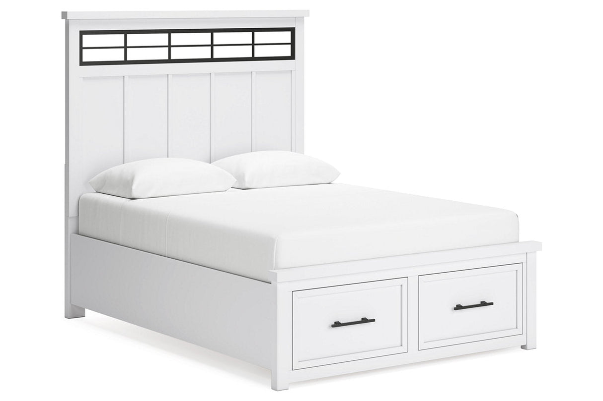 Ashbryn White/Natural Queen Platform Storage Bed