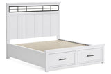 Ashbryn White/Natural California King Panel Storage Bed