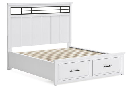 Ashbryn White/Natural California King Panel Storage Bed