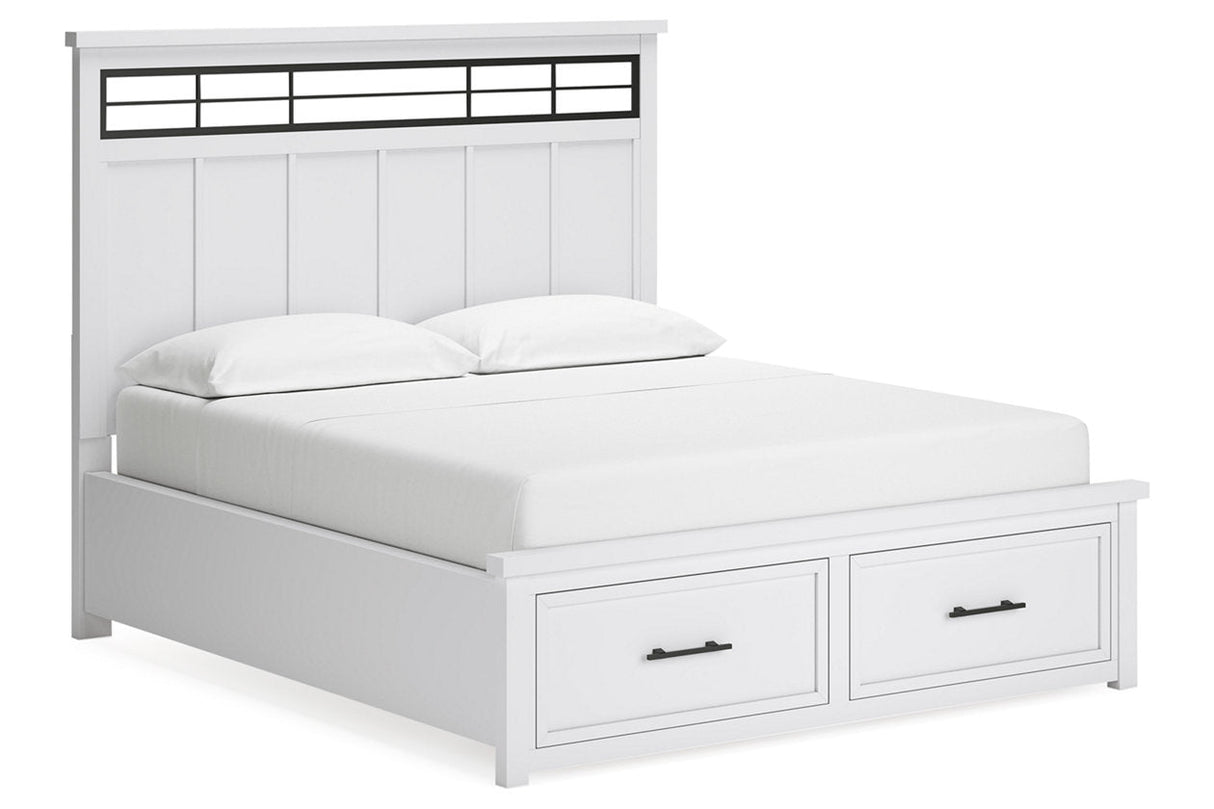 Ashbryn White/Natural California King Panel Storage Bed