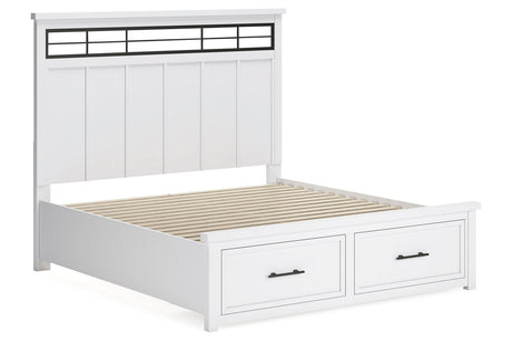 Ashbryn White/Natural King Panel Storage Bed