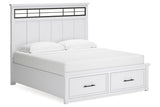 Ashbryn White/Natural King Panel Storage Bed