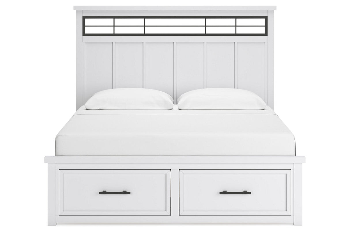 Ashbryn White/Natural King Panel Storage Bed