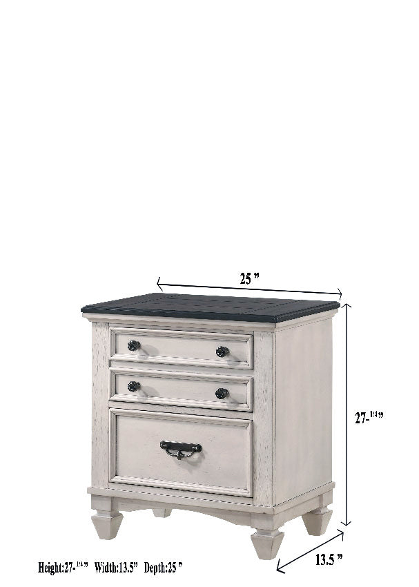 Sawyer Antique White/Brown Nightstand