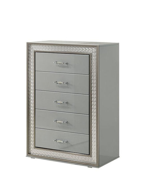 Dubai Metallic Silver Bedroom Set by New Era Innovations at Eve Furniture