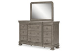 Lexorne Gray Dresser and Mirror