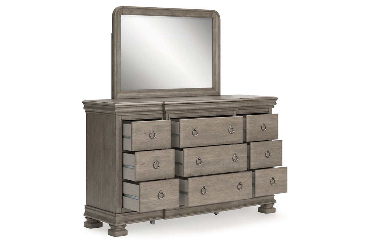 Lexorne Gray Dresser and Mirror