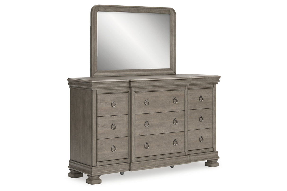 Lexorne Gray Dresser and Mirror